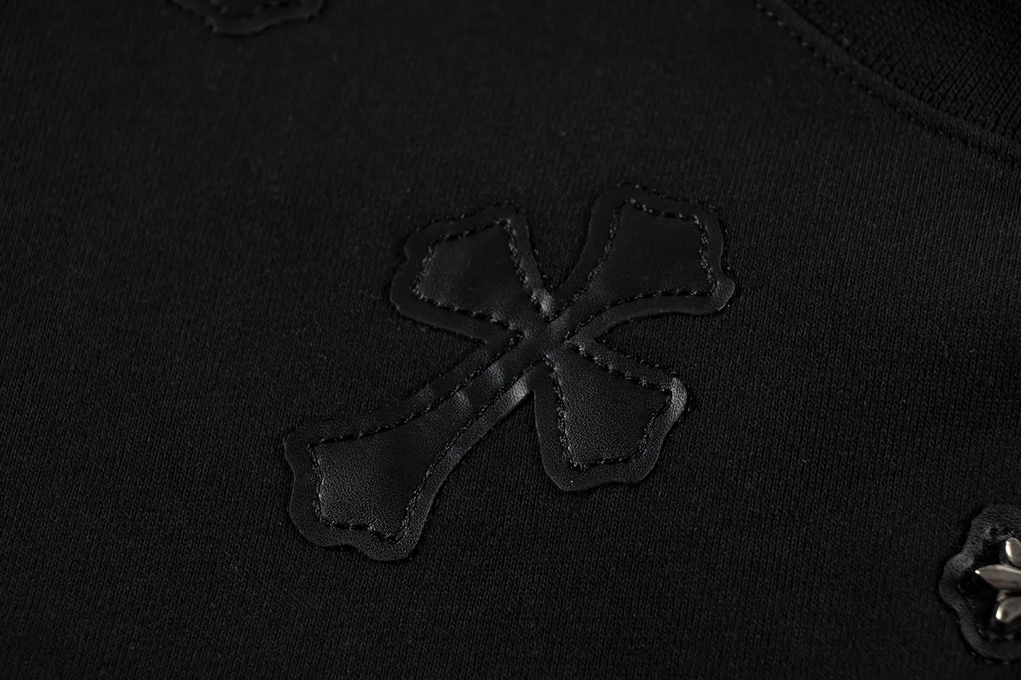 P230 Chrome Hearts Chrome Hearts Leather Cross Metal Logo Sweatshirt Size: SMLXL Color: Black White